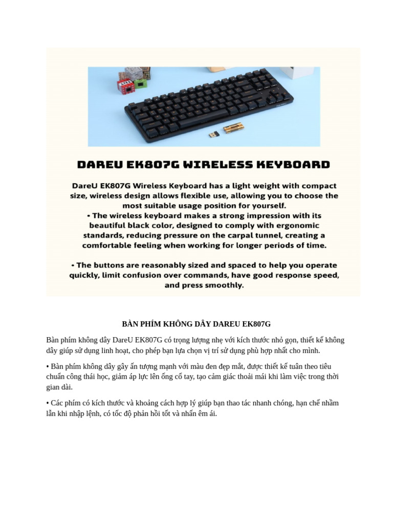 Dareu Ek807g Wireless Keyboard | PDF