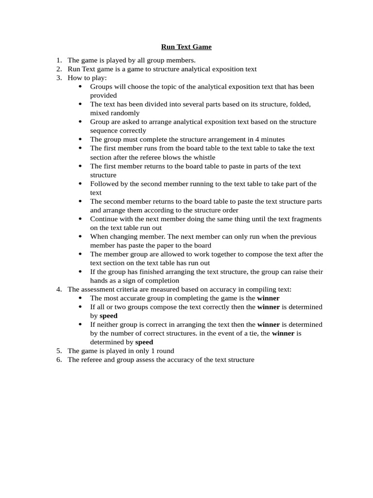 Run Text Game | PDF