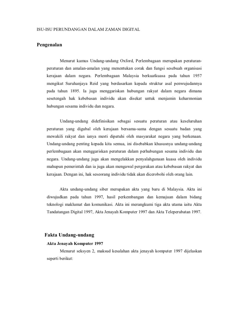 Isu Perundangan Dlm Zaman Digital Pdf