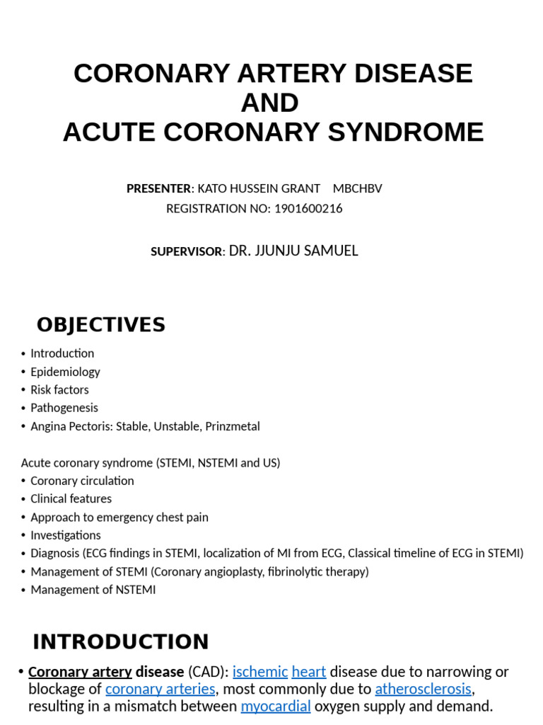 Coronary Artery Disease Overview | PDF | Myocardial Infarction ...