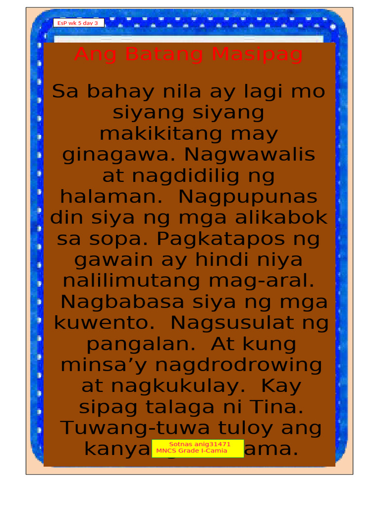 Ang Batang Masipag | PDF