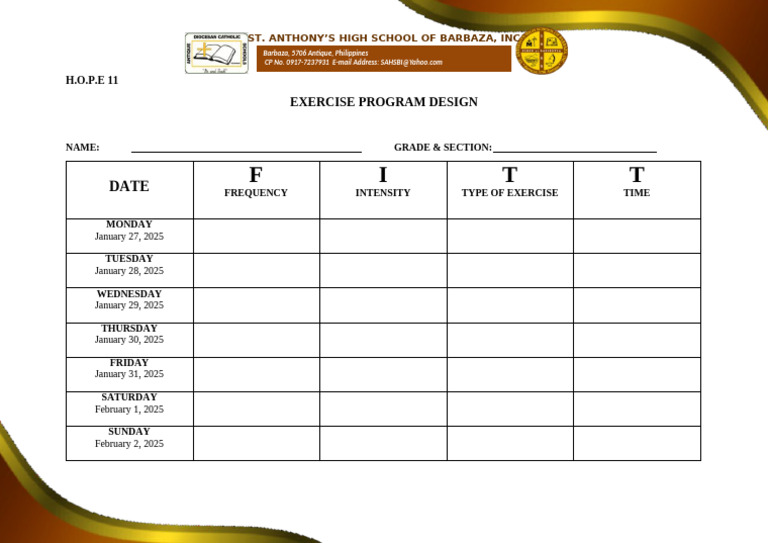 H o P e - 11-Exercise-Program-Design | PDF