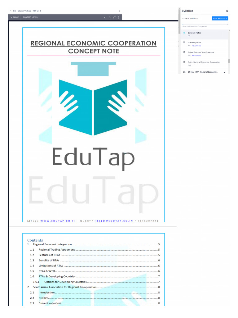 Concept Notes of Regional Economic Cooperation | PDF