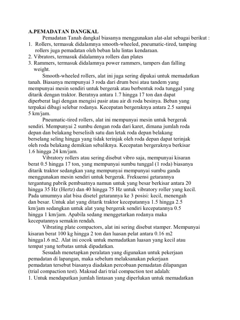 Koefisien Pemadatan Tanah Gembur | PDF
