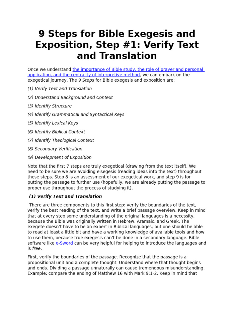 Bible Exegesis: Verify Text & Translation | PDF | Exegesis | Syntax