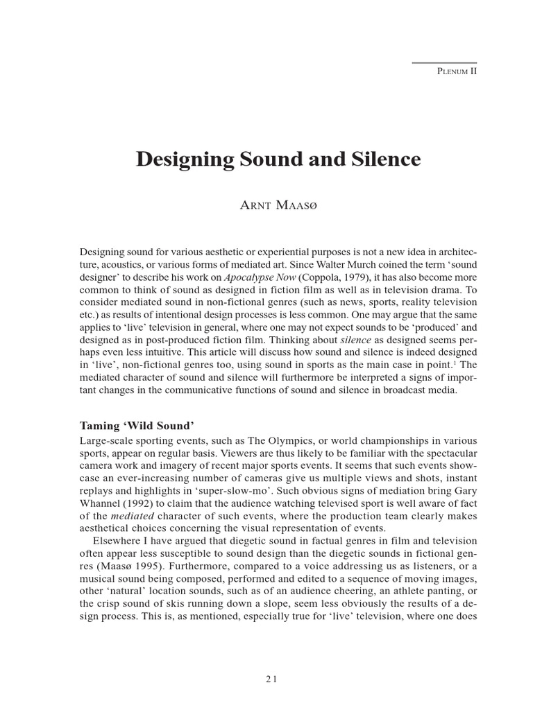 Designing Sound in Live Sports Media | PDF | Silence | Digital Audio