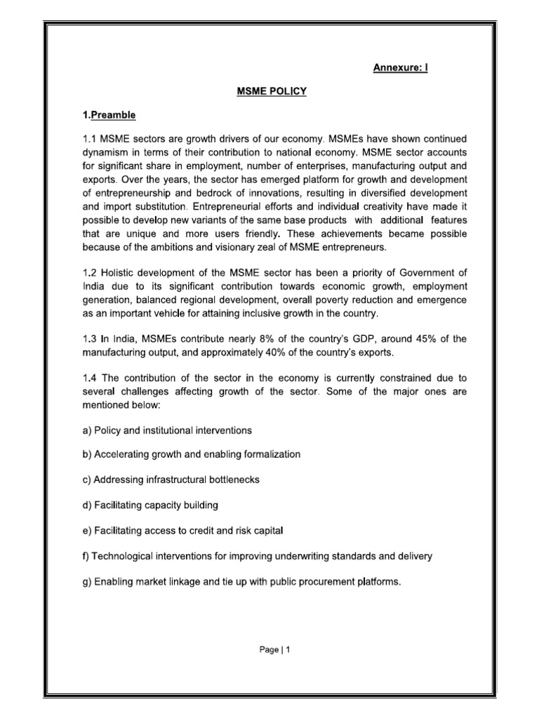 MSME Policy | PDF