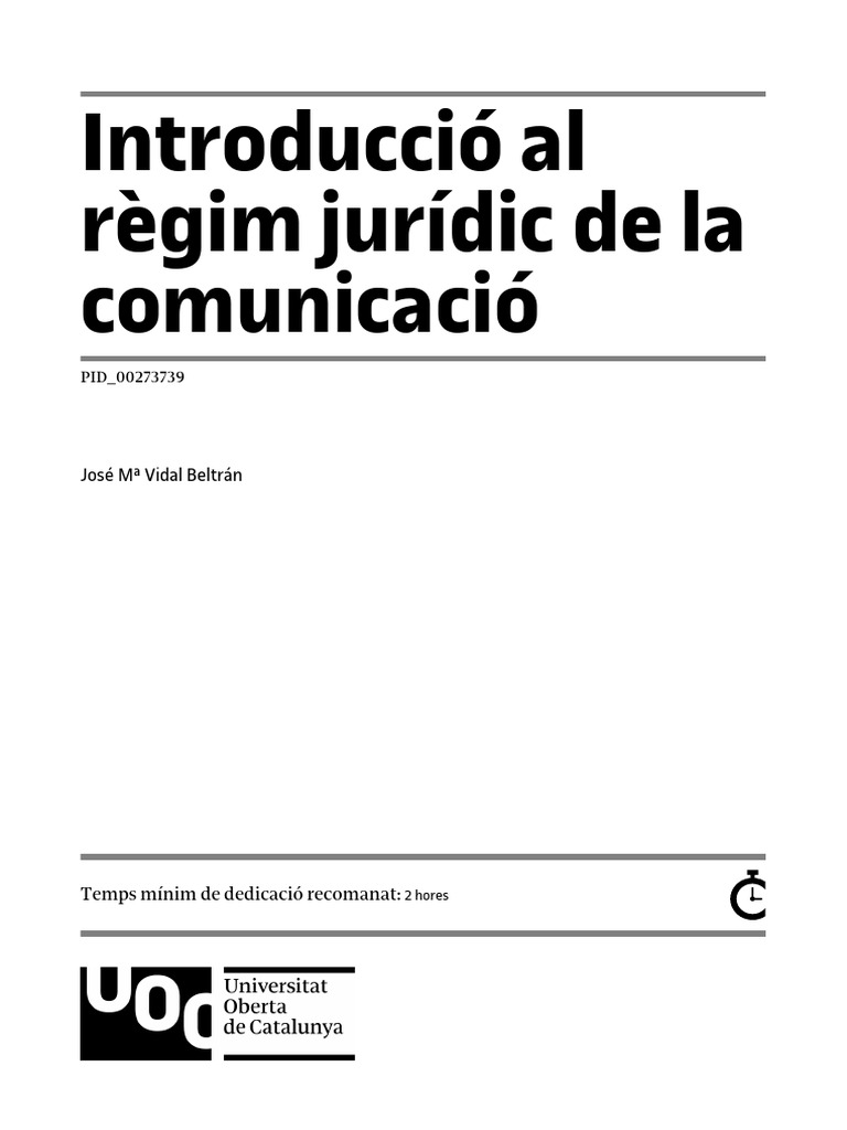 Introducció Al Règim Jurídic de La Comunicació | PDF