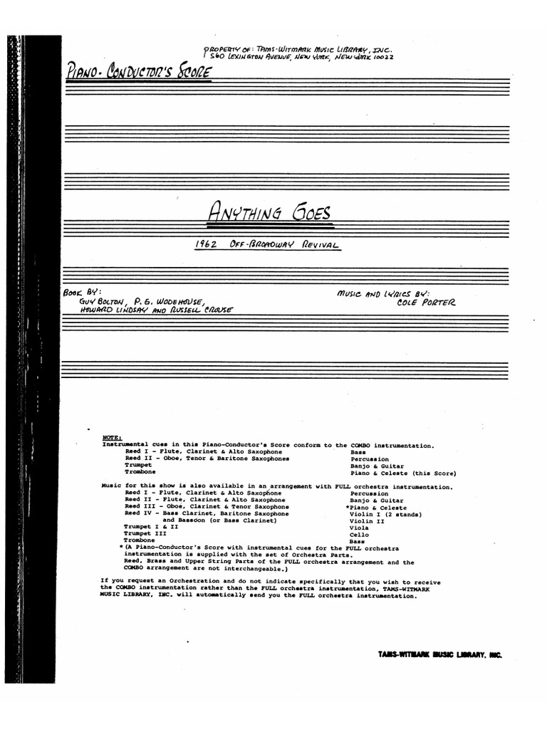 Anything Goes - SCORE | PDF
