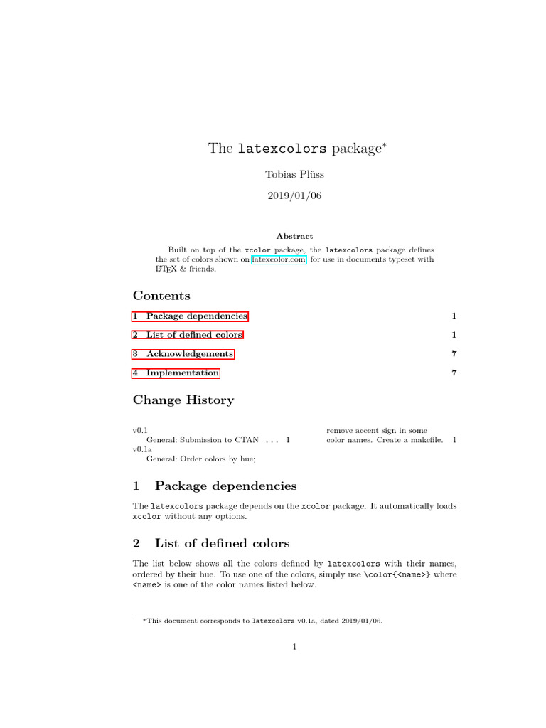 LaTeX Colors Package Overview | PDF | Color | Visual Perception