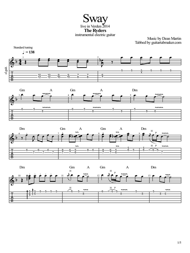 The Ryders - Sway (Instrumental) | PDF | Guitar Family Instruments ...