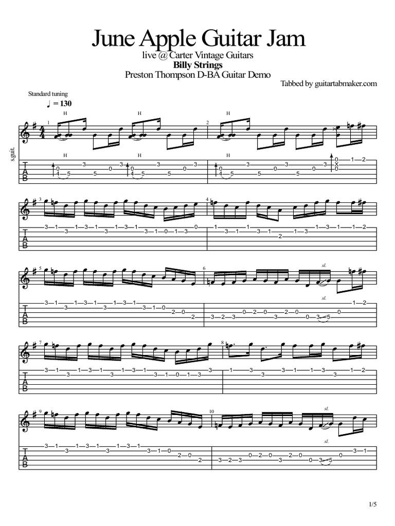 June Apple Guitar Jam Tab | PDF | Guitars | Guitar Family Instruments