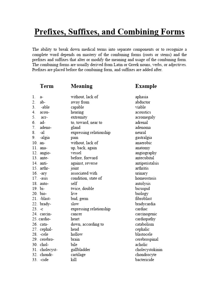 Greek and Latin Medical Roots Guide | PDF | Medical Specialties