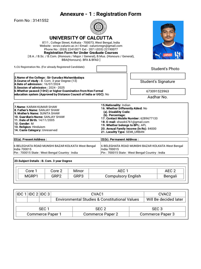 Admission - Sirgurudasmahavidyalaya.ac - in Ocmscm DKB Reg Form - PHP ...