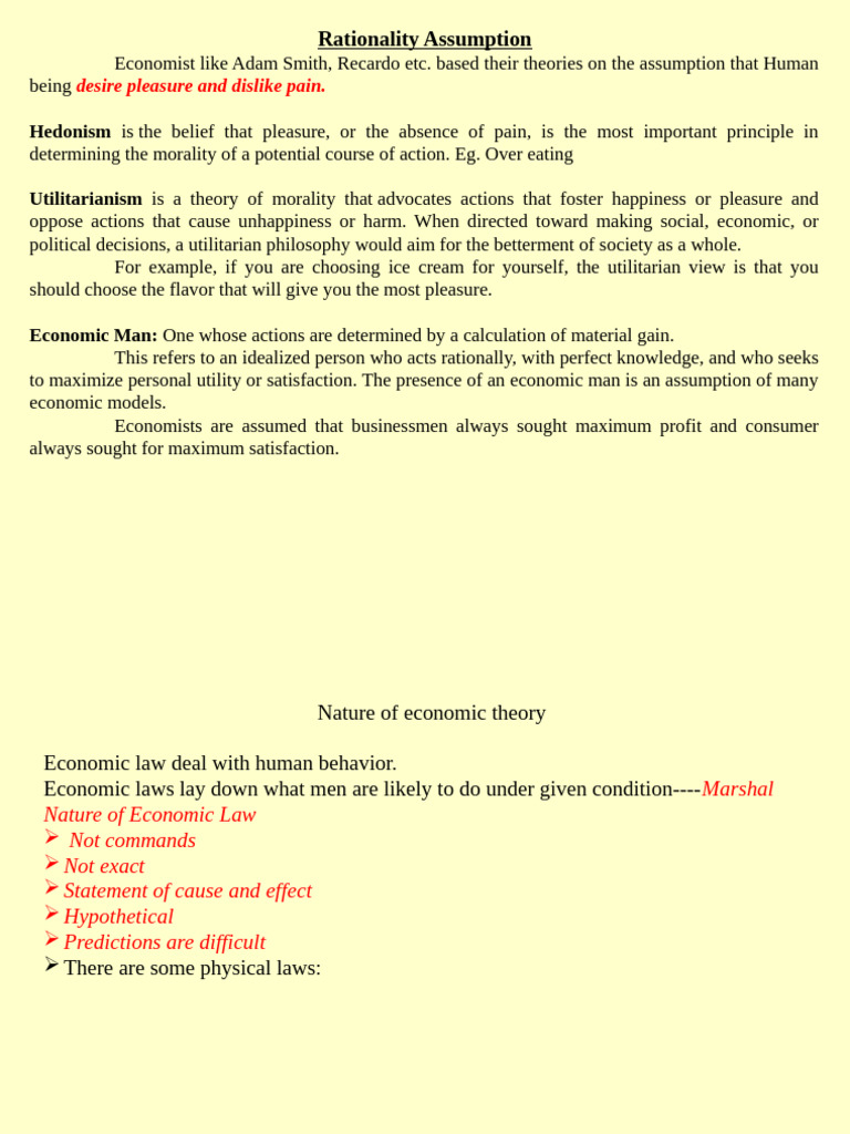 Economic Theories and Assumptions Explained | PDF | Utility ...