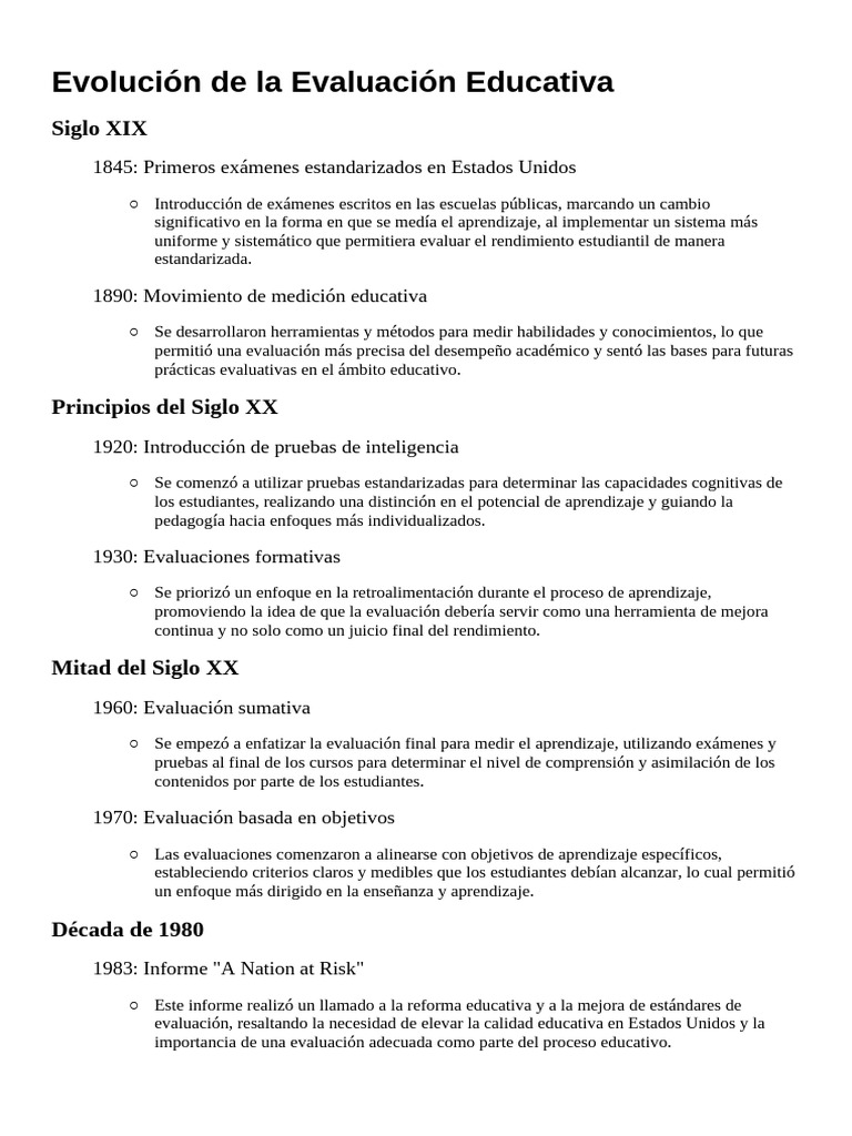 Evolución de la Evaluación Educativa | PDF | Evaluación | Aprendizaje
