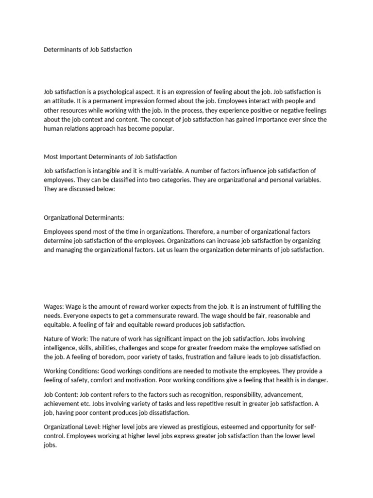 Key Factors Influencing Job Satisfaction | PDF | Job Satisfaction ...