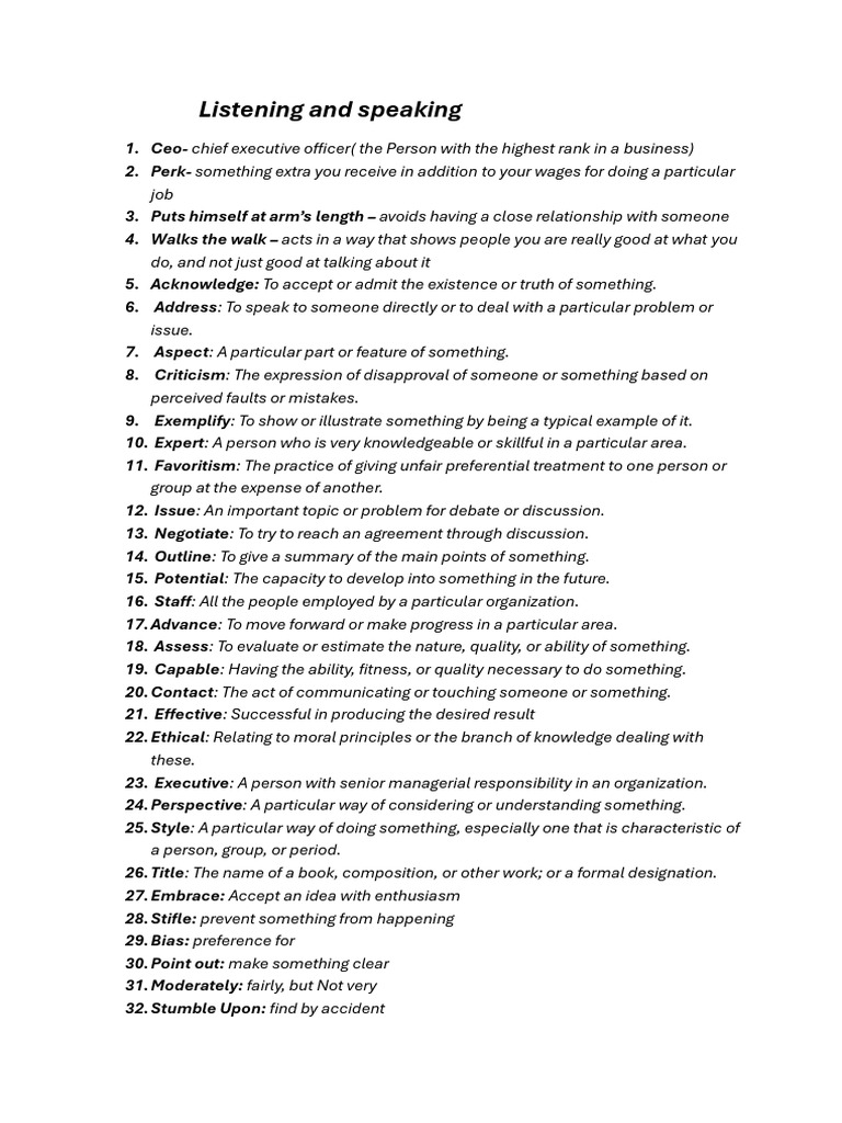 Listening and Speaking | PDF | Psychological Concepts | Behavioural ...
