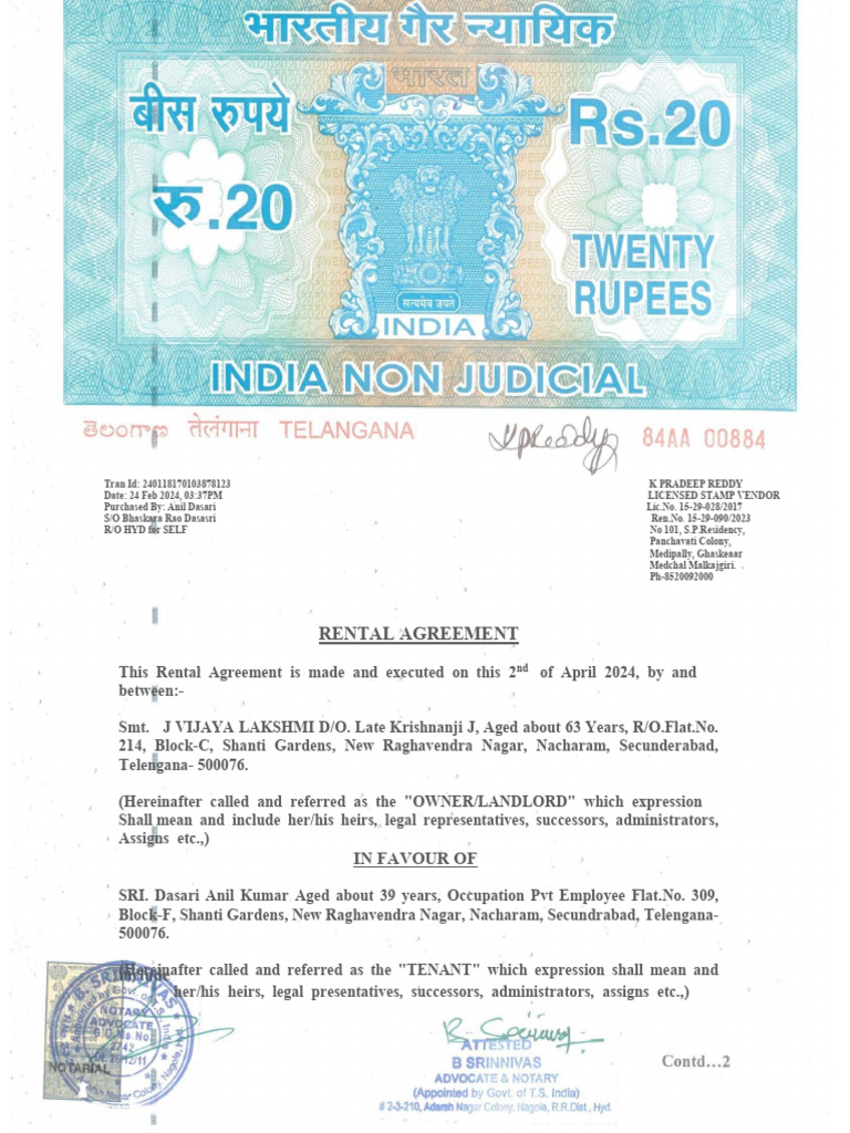 Rental Agreement for 3 BHK Flat | PDF | Leasehold Estate | Lease
