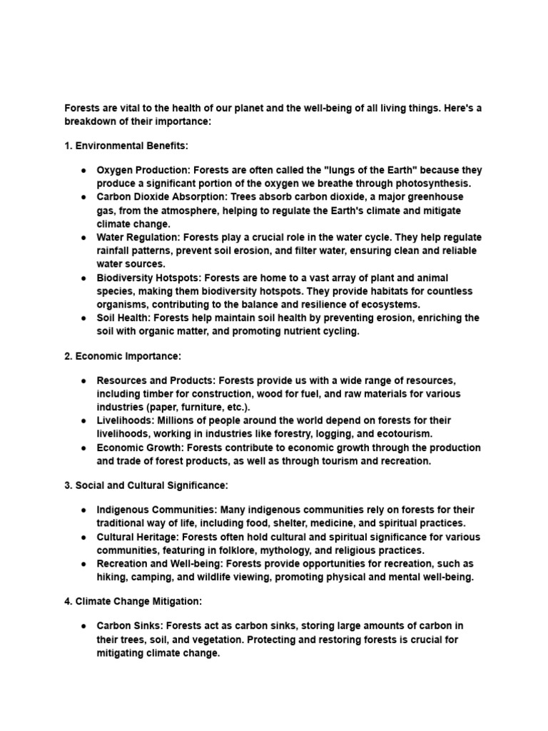 Importance of Forests for Planet Health | PDF | Soil | Forests