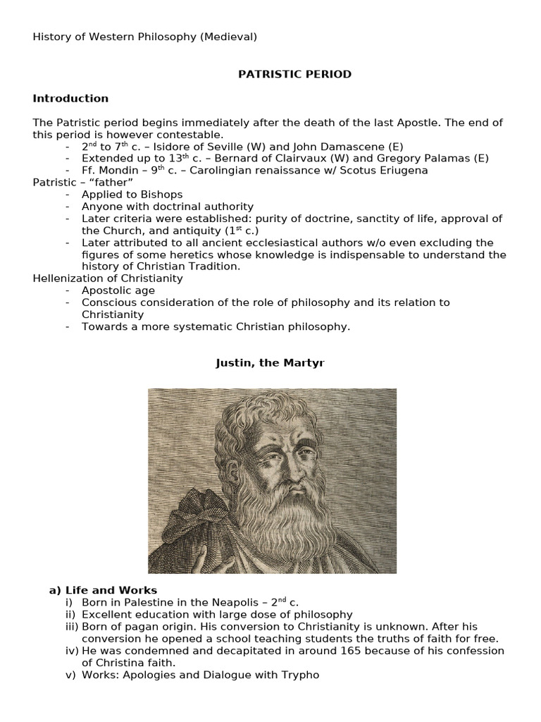 Medieval Patristic Philosophy Overview | PDF | Origen | Clement Of ...