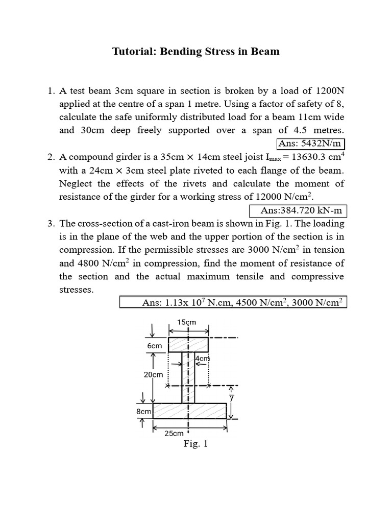 Tutorial Bending Stress in Beam | PDF | Beam (Structure) | Bending