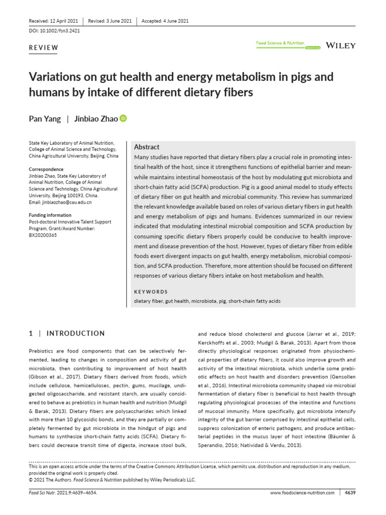View of Variations On Gut Health and Energy Metabolism in Pigs and Humans by ...