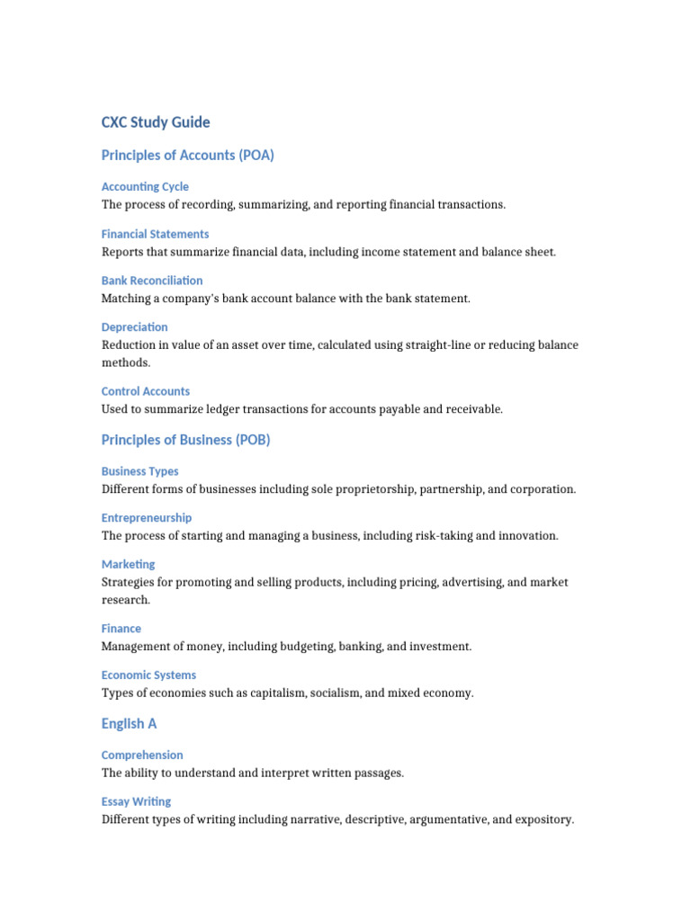 CXC Study Guide | PDF | Mathematics | Microsoft Excel