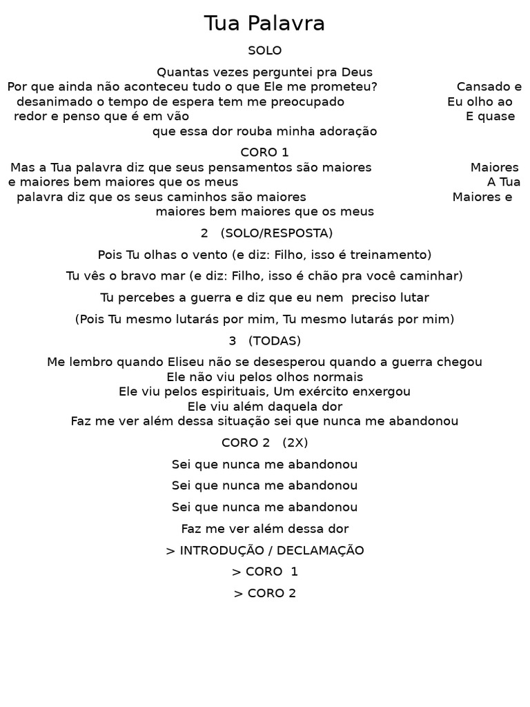 Tua Palavra Hino Katia | PDF