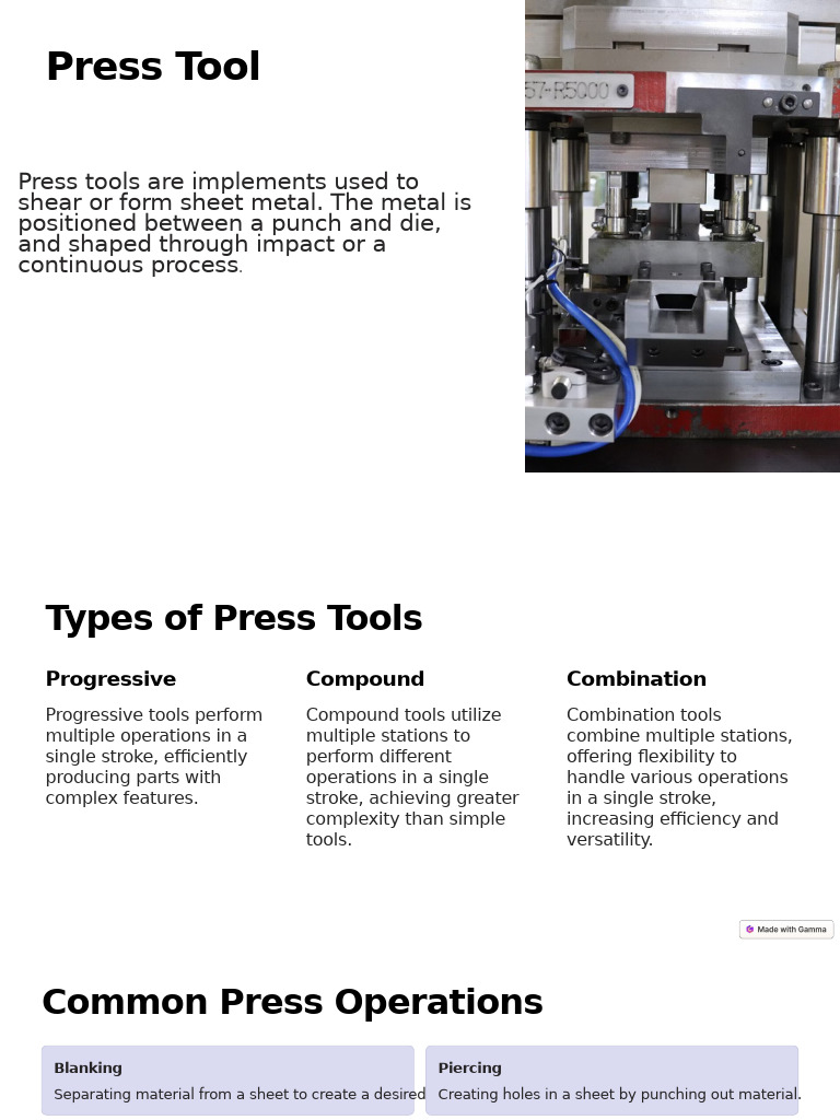 Overview of Press Tool Types and Functions | PDF | Sheet Metal ...