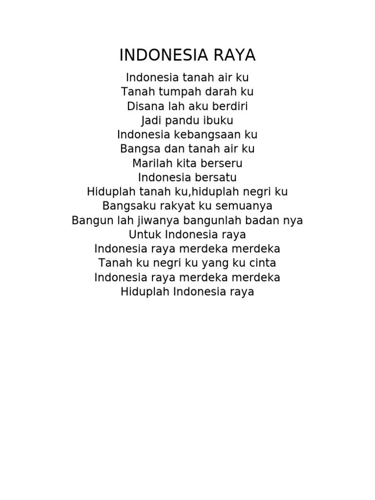 Lirik Lagu Kebangsaan Indonesia Raya | PDF