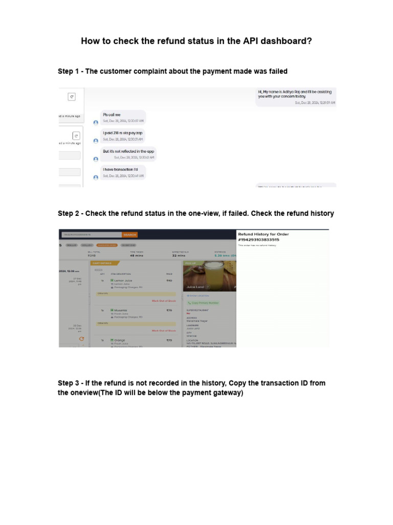 How To Check The Refund Status in The API Dashboard | PDF