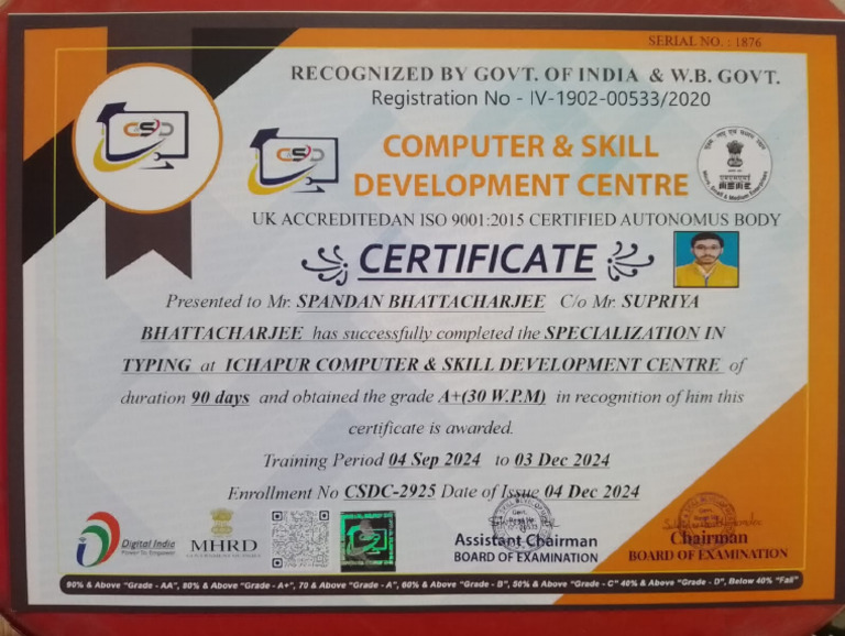 CSDC Certificate | PDF