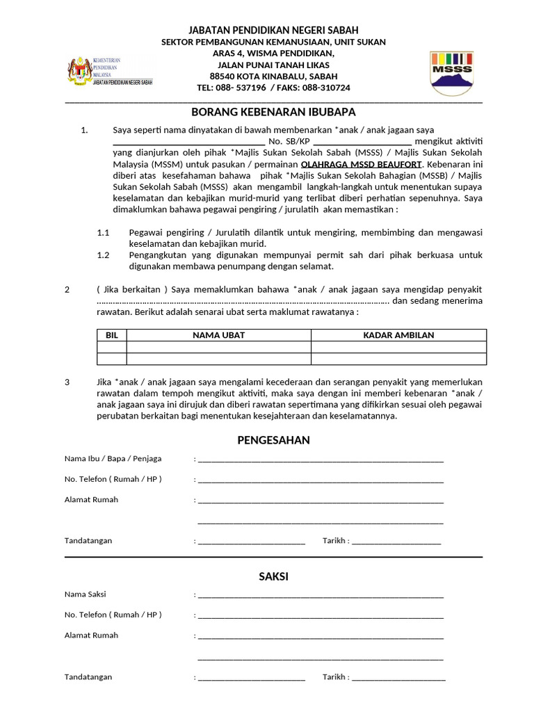 Borang Kebenaran | PDF