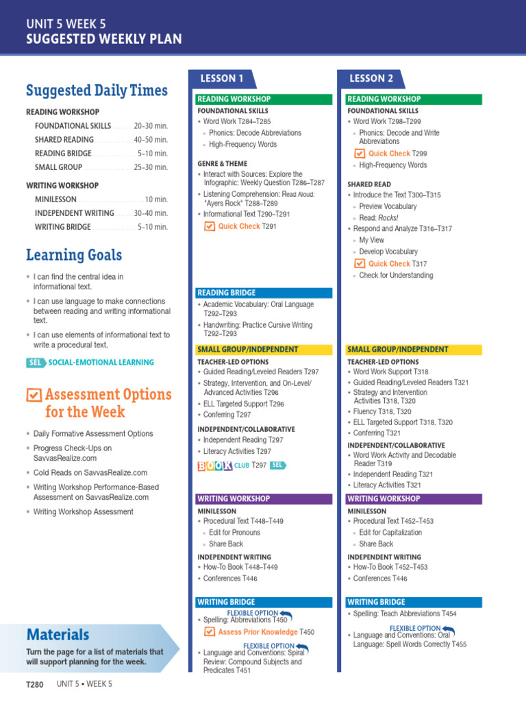 Weekly Reading and Writing Plan | PDF | Phonics | Linguistics