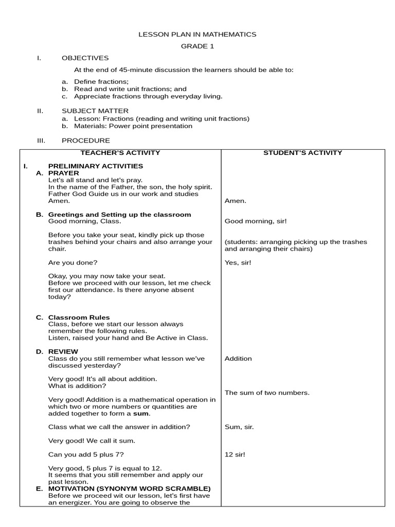 Lesson Plan in Mathematics (Jim) | PDF | Learning