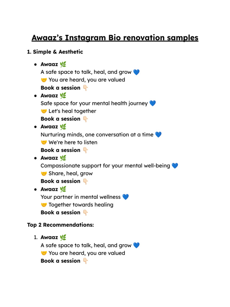 Visual Reference: Awaaz S Instagram Bio Renovation Samples Pdf