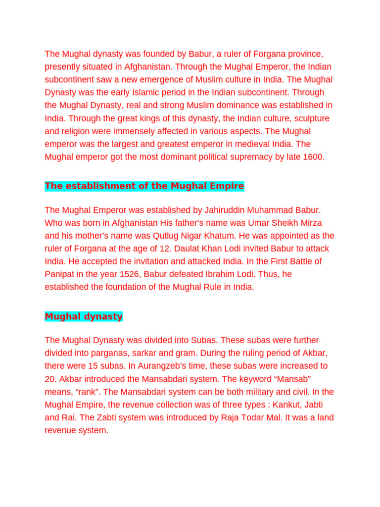 Foundation of the Mughal Empire by Babur | PDF | Mughal Empire