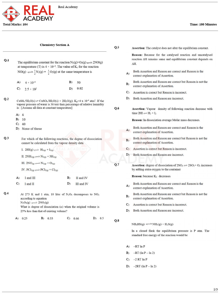 Chemistry Exam Questions and Answers | PDF | Scientific Phenomena ...