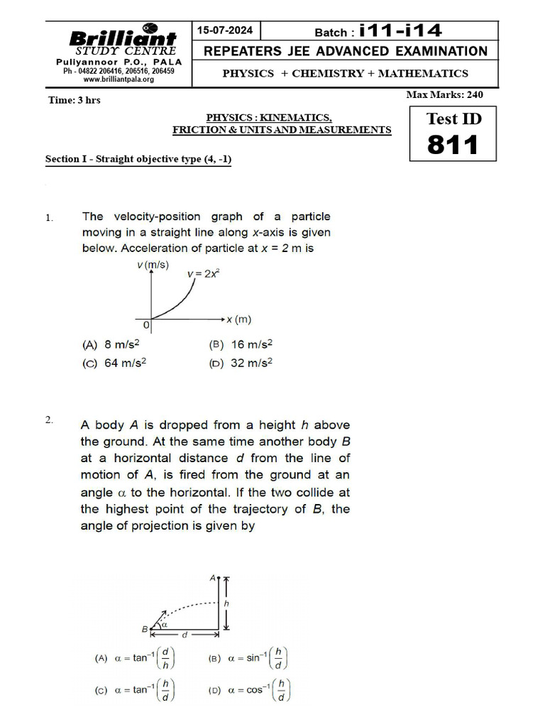 JEE Advanced 2024 Physics & Chemistry Test | PDF | Atomic Orbital ...