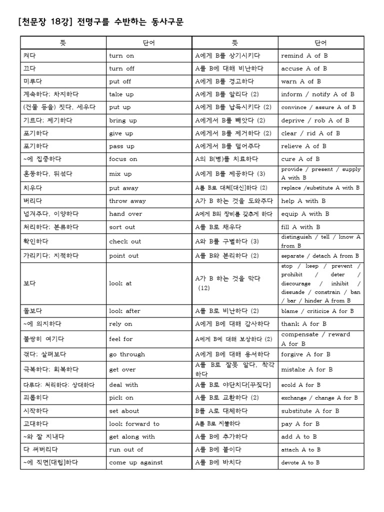 18강 동사 정리 | PDF