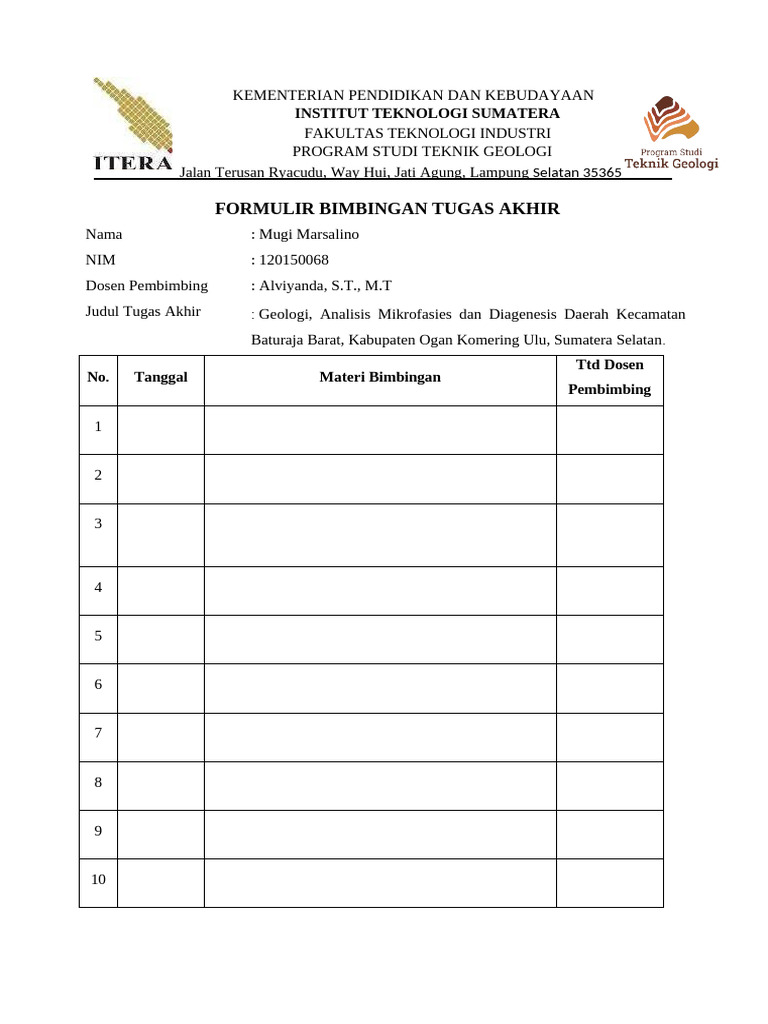 FORM PEMBIMBING 1 REVISI | PDF