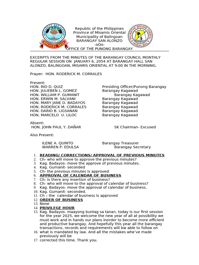 1st Session of January 2025 | PDF
