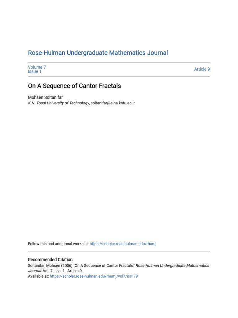 On a Sequence of Cantor Fractals | PDF | Sequence | Fractal