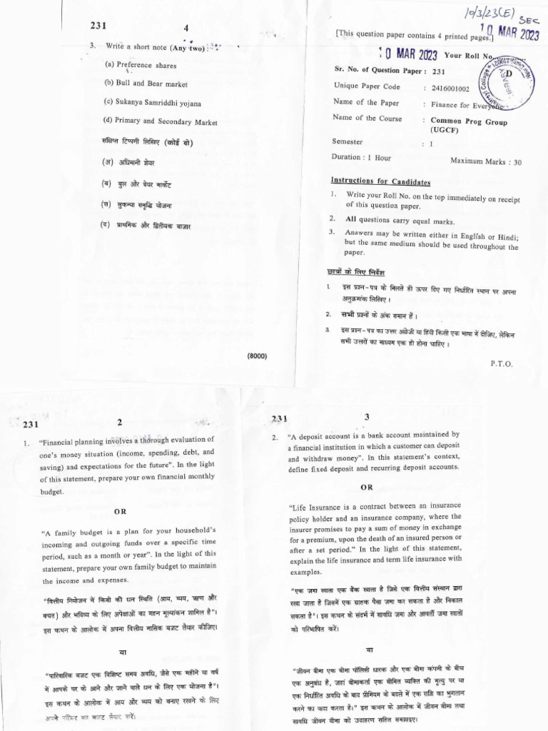 Finance For Everyone Pyq4 | PDF