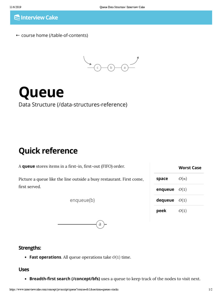 Queue Data Structure - Interview Cake | PDF | Queue (Abstract Data Type ...