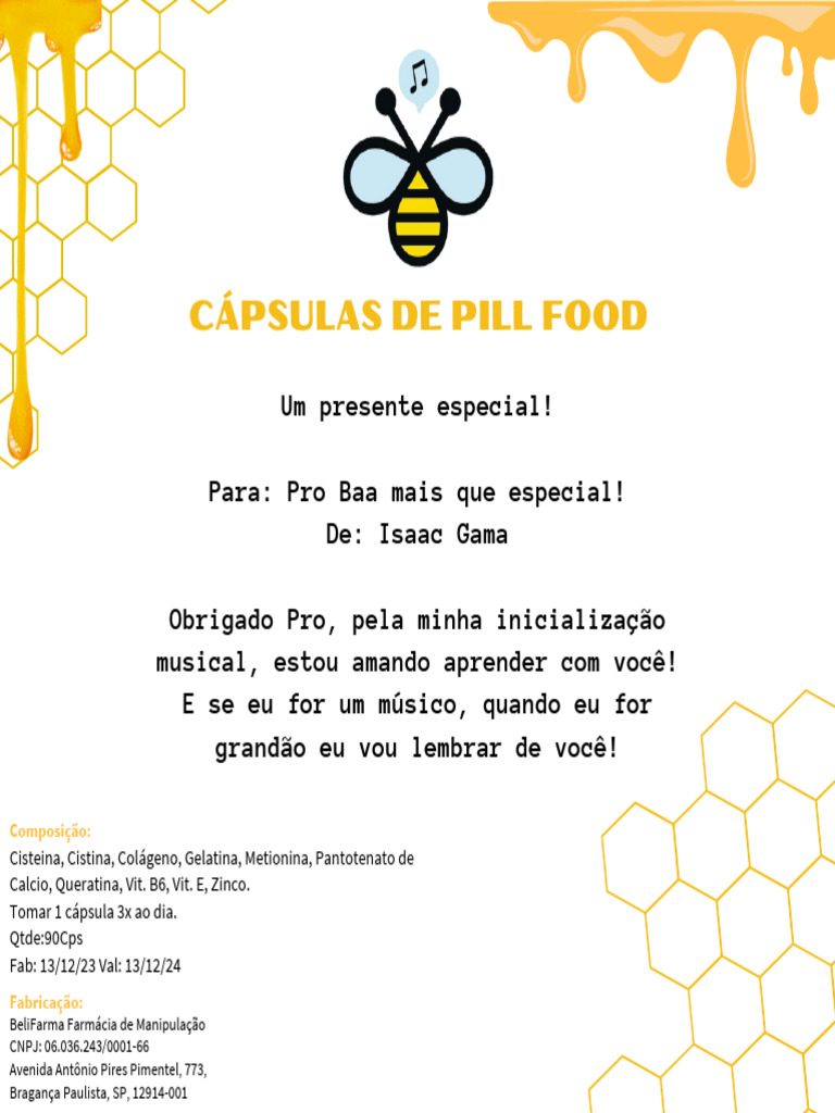 Cápsulas de Pill Food: Composição e Uso | PDF