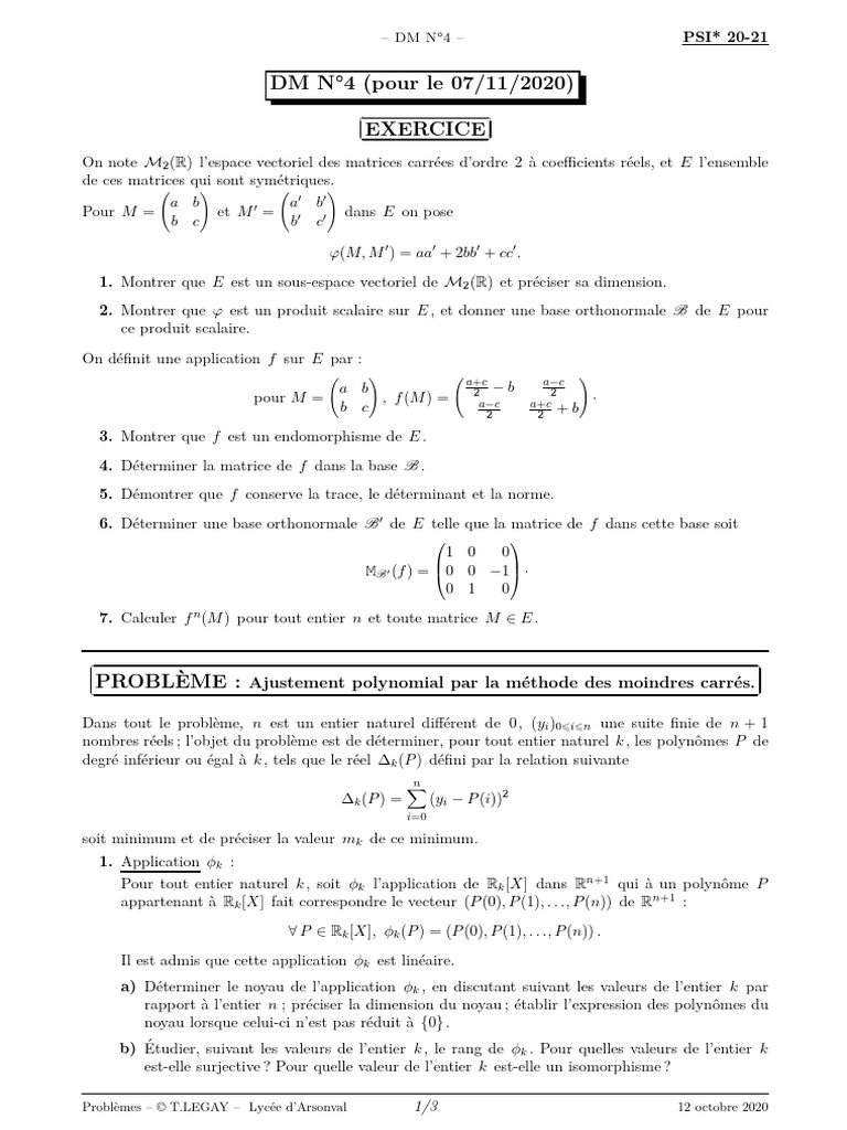 Matrices symétriques et polynômes ajustés | PDF | Base (algèbre ...