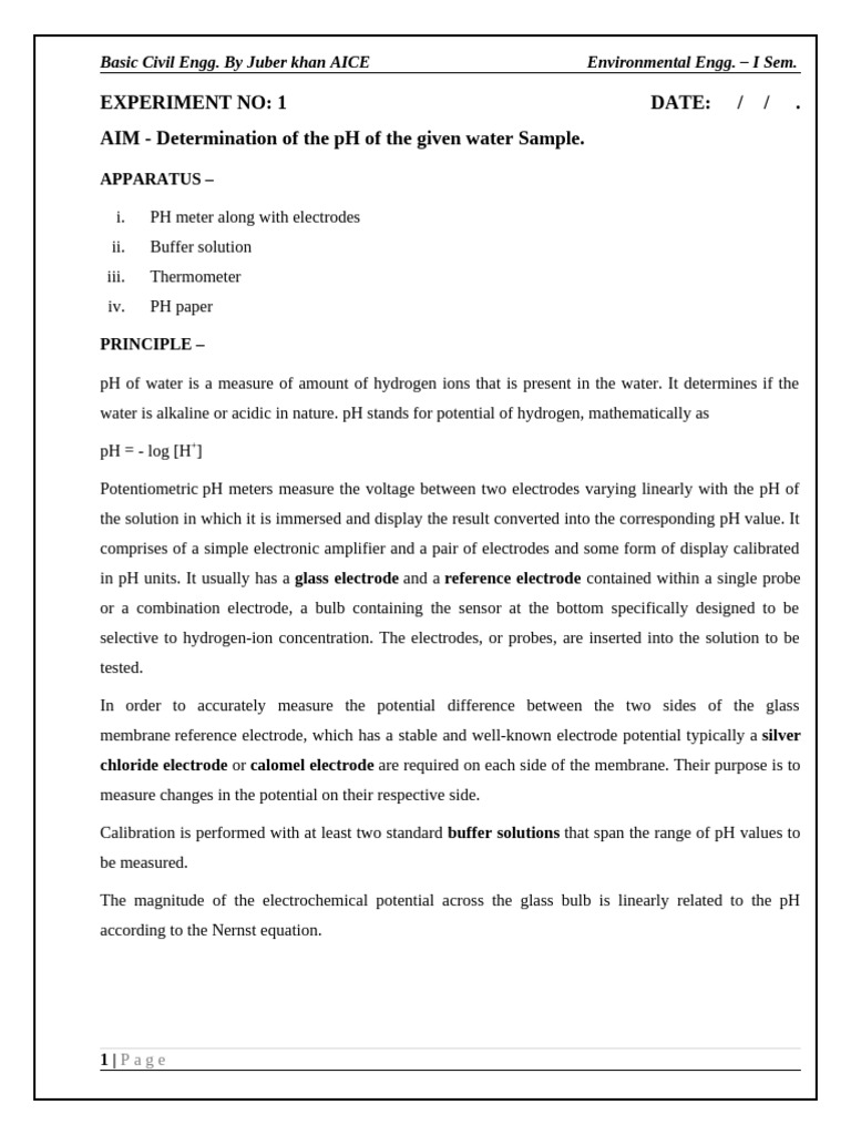 pH and Turbidity Measurement in Water | PDF | Ph | Physical Chemistry