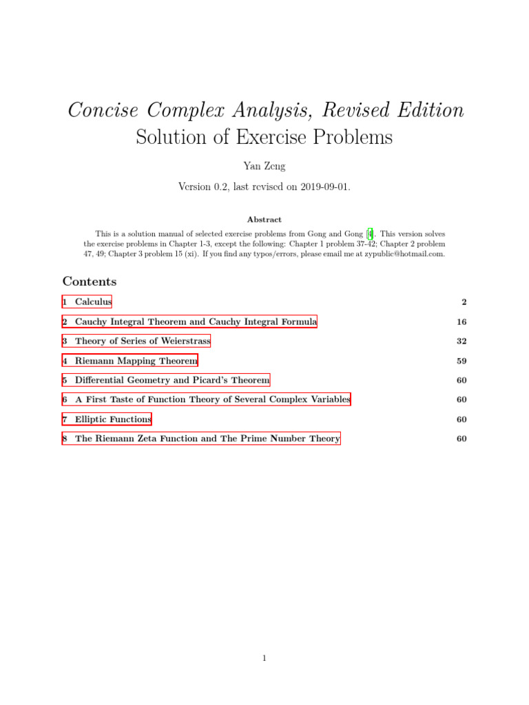Complex Analysis Exercise Solutions | PDF | Complex Analysis ...